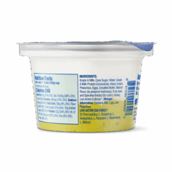 pistachio crème back of cup with nutrition fact panel