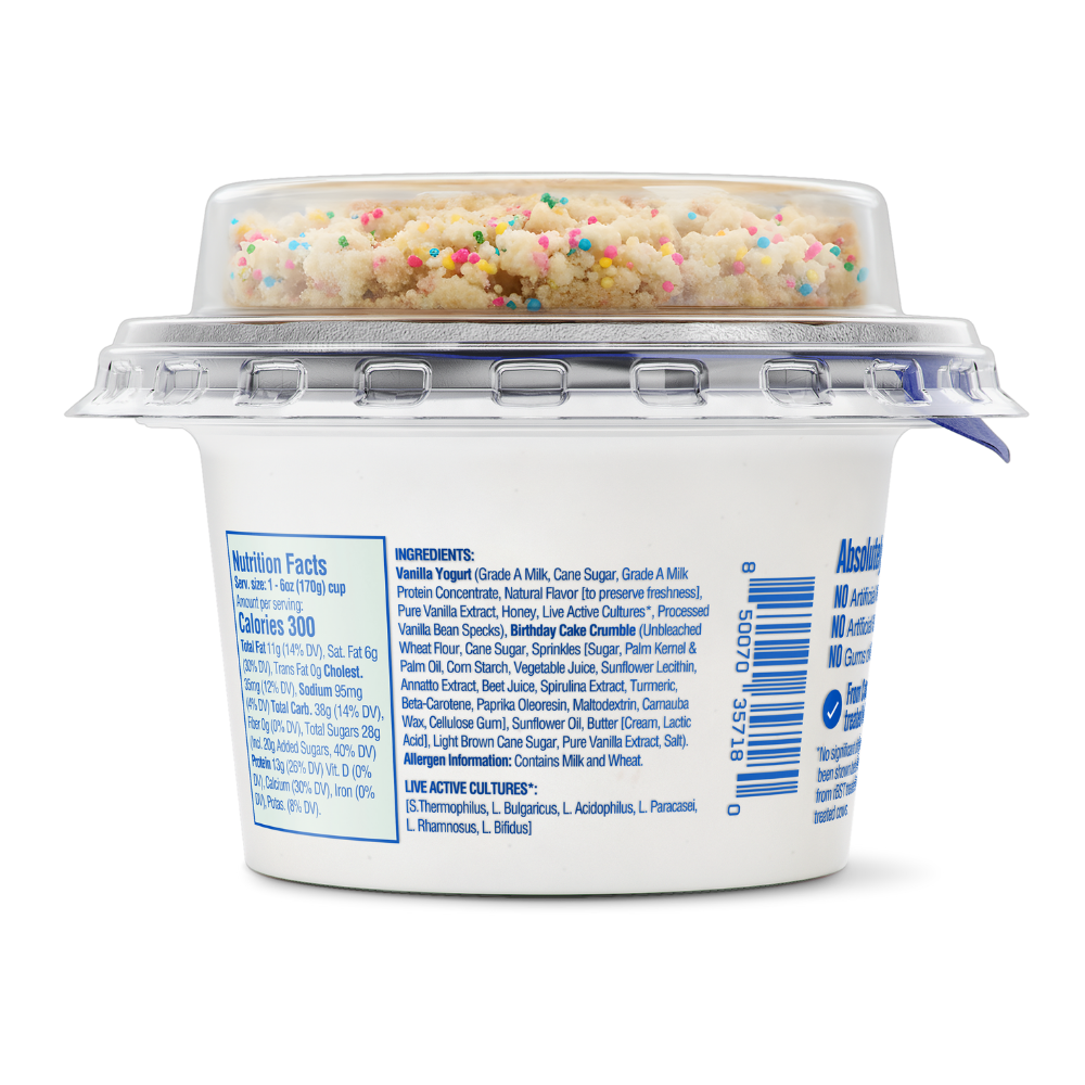 birthday cake Ellenos birthday cake back of cup