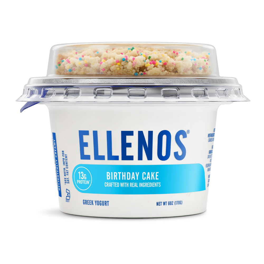 Ellenos birthday cake front of cup